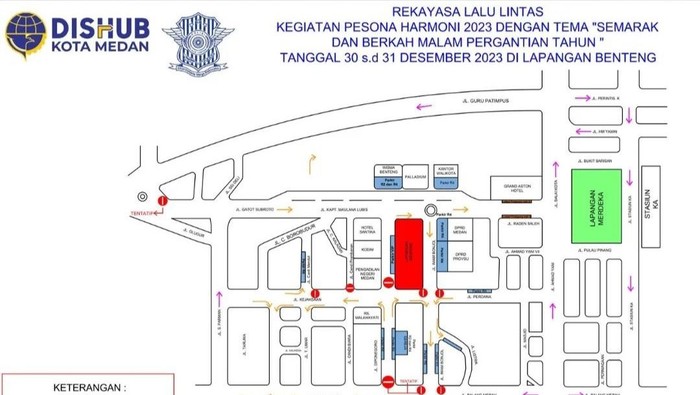 Foto: Rekayasa Lalu Lintas di sekitar Lapangan Benteng, Medan (Istimewa/Dok. Dishub Medan)