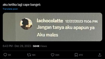 Ketika capek dengan semua masalah kehidupan kayaknya nih. Foto: (Twitter).