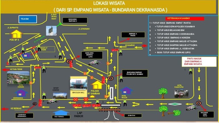 Polresta Bengkulu melakukan rekayasa lalu lintas di kawasan Pantai Panjang.