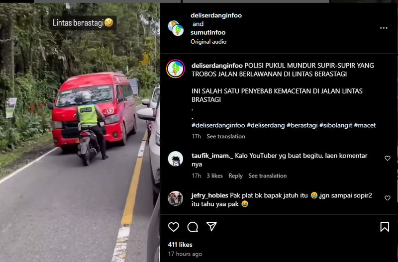 Viral polisi hadang minibus yang lawan arah.