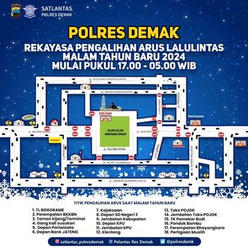 18 titik jalan menuju Alun-alun Demak ditutup saat tahun baru 2024.