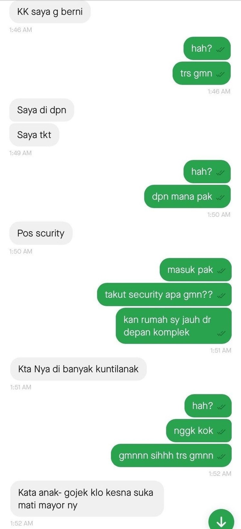 Kumpulan chat horor ojol namun kocak ini bakal menghibur kamu yang sedang cemberut. Jadi abang ojol memang harus pemberani ya ternyata.