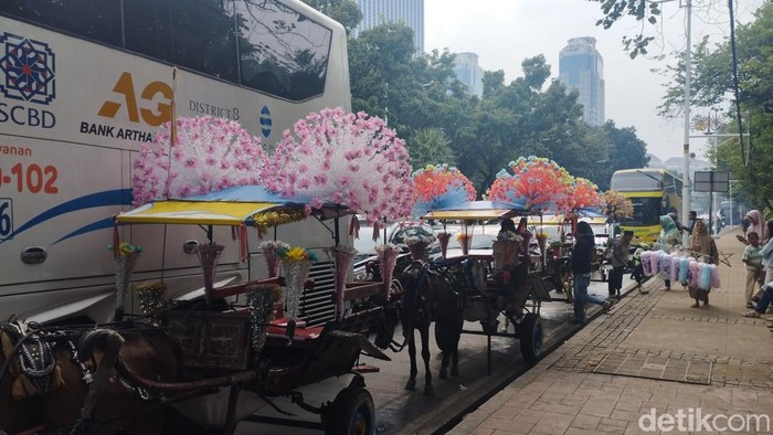Delman di sekitar kawasan IRTI Monas (Belia/detikcom)