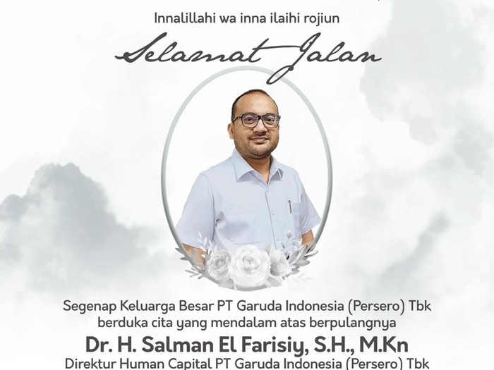 Direktur Garuda Indonesia Salman El Farisiy Meninggal Dunia.