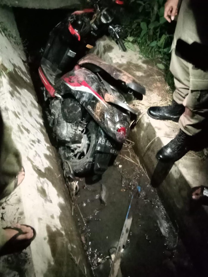 Motor terduga klithih di Bantul yang diamankan polisi pada Senin (1/1/2024).