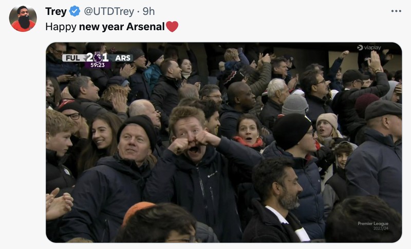 Meme Arsenal kalah di malam Tahun Baru 2024.