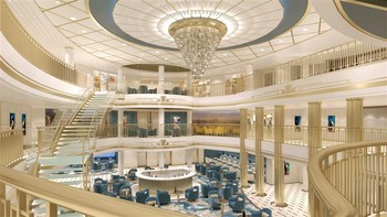 Bagian interiornya mewah dan dekorasinya bergaya China. Ada lusinan area untuk makan, hiburan dan aktivitas lainnya. Terdapat koridor dengan mural berteknologi tinggi yang mengisahkan sejarah China. Foto: Xinhua