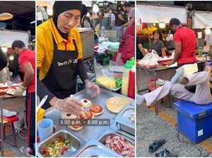 Penjual Pizza di Kaki Lima Atraksi Lempar Pizza Sambil Tutup Mata