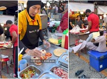 Penjual Pizza di Kaki Lima Atraksi Lempar Pizza Sambil Tutup Mata
