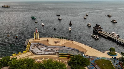 Foto Udara Wisata Pantai Landmark Ternate