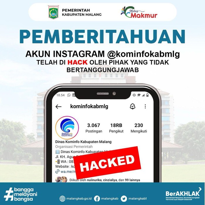 Instagram Dinas Kominfo Malang diretas