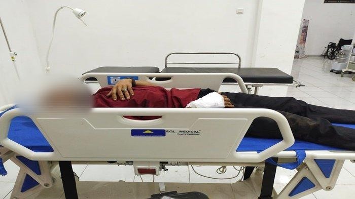 Kondisi Salim setelah dianiaya oleh 2 orang tidak dikenal.