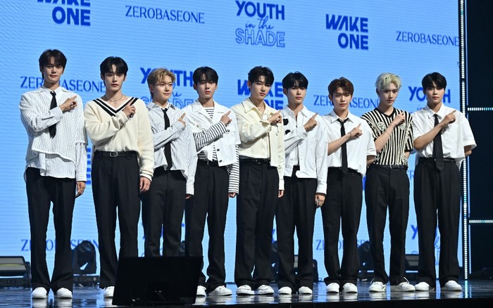 K-pop boy group 'ZEROBASEONE' perform during their debut showcase in Seoul on July 10, 2023. (Photo by JUNG YEON-JE / AFP)