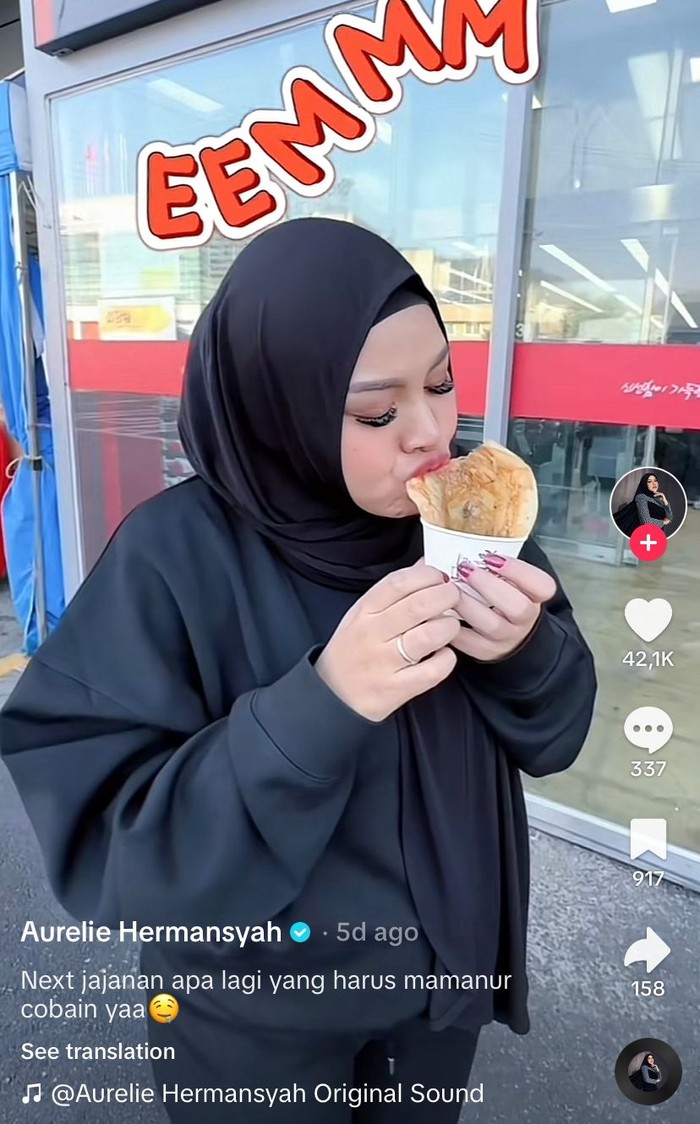 Aurel Hermansyah Jajan Oden hingga Tanghulu di Myeongdong