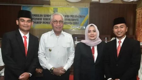 Bupati Bima Indah Dhamayanti Putri di aula utama kantor Bupati, Rabu (3/1/2024). (Istimewa)