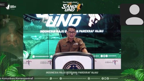 Tampilan layar dari acara The Weekly Brief with Sandi Uno (WBSU) yang digelar secara online pada Rabu (3/1/2024). (Ni Made Lastri Karsiani Putri-detikBali)