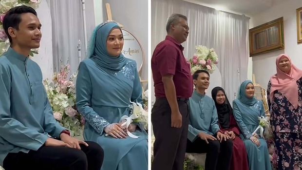 Viral pengantin pria duduk seorang diri di atas pelaminan, membuat warganet bertanya-tanya
