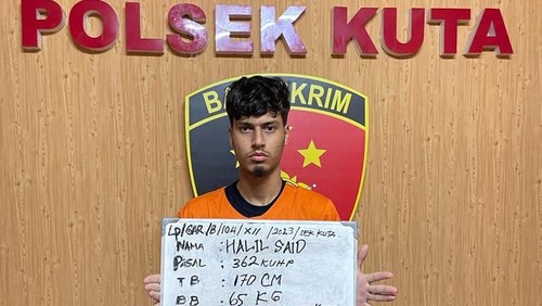 Halil Said, WN Maroko pencuri tas perempuan di tempat hiburan malam di Seminyak, Kuta, Bali, ditangkap oleh Unit Reskrim Polsek Kuta. (Dok. Polresta Denpasar)