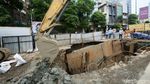 Hati-hati! Ada Jalan Amblas di Proyek Galian Gajah Mada