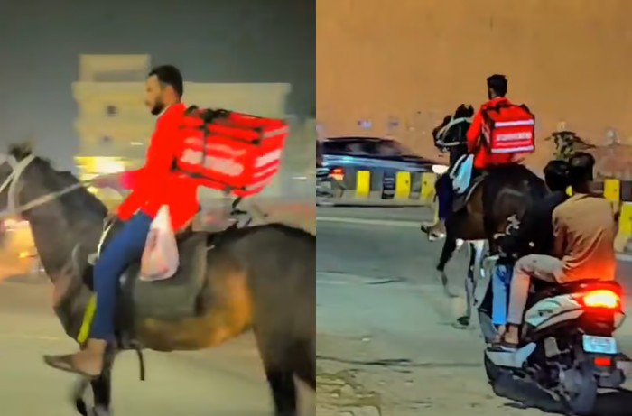 Viral! Aksi Pengantar Makanan Naik Kuda Keliling Kota