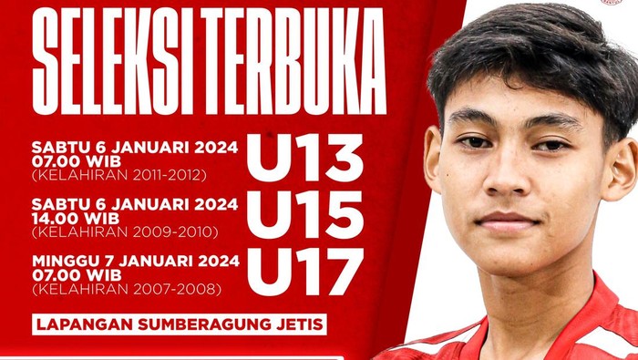 Poster seleksi terbuka Persiba Development 2024.