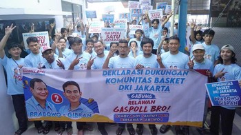 Komunitas Basket di Jakarta Ikut Berikan Dukungan ke Prabowo-Gibran di Pemilu 2024