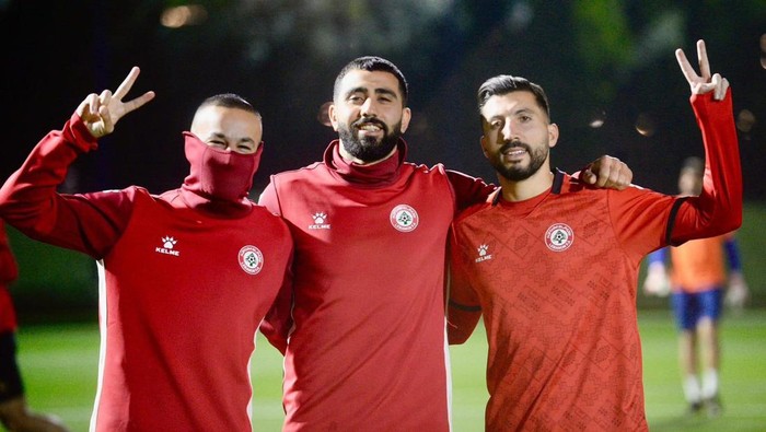 Sesi latihan Jihad Ayoub bersama Timnas Lebanon jelang Piala Asia 2023.