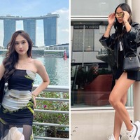 Berbeda penampilan ketika mereka sedang pergi liburan. Laura Moane mengenakan strapless dress yang lebih kasual, sementara Alyssa Daguise memilih setelan kaos dan celana pendek ditambah leather jacket yang lebih boyish. Foto: Instagram