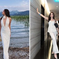 Bagaimana saat keduanya mengenakan pakaian formal bernuansa putih? Alyssa Daguise tampil lebih anggun dengan V-neck dress yang seksi dan Laura Moane tampak percaya diri mengenakan setelan formal dengan potongan strapless pada blazernya. Foto: Instagram