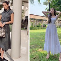Keduanya terlihat cantik dan feminin mengenakan midi dress. Alyssa Daguise memilih loafer. Sedangkan Laura Moane menambah kesan anggun dengan memakai heels. Foto: Instagram