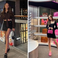 Ini gaya Alyssa Daguise dan Laura Moane saat mengenakan setelan serba hitam. Keduanya memilih memadukannya dengan tas tangan yang simple dan tapi santai. Foto: Instagram