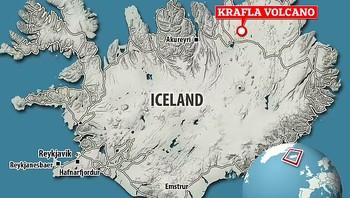 Krafla adalah salah satu kawasan vulkanik paling aktif di dunia. Letaknya di atas batas lempeng tektonik yang disebut Punggung Bukit Atlantik Tengah, tempat bertemunya Lempeng Amerika Utara dan Lempeng Eurasia. Foto: via Daily Mail