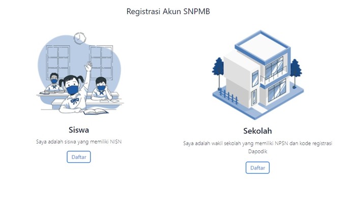 Halaman awal registrasi akun SNPMB 2024.