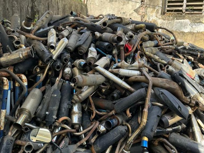 Knalpot brong hasil sitaan Polrestabes Makassar.