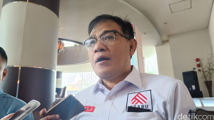 Wakil Ketua Dewan Pakar Tim Kampanye Nasional (TKN) Prabowo Subianto-Gibran Rakabuming Raka, Budiman Sudjatmiko saat di Purwokerto, Sabtu (6/1/2024).