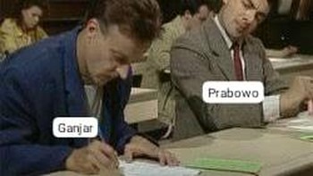 Emang beneran nih Prabowo nyontek jawaban Ganjar nih? Foto: (Twitter).