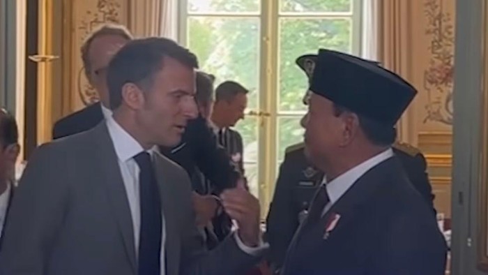 Prabowo Subianto bersama Presiden Prancis Emmanuel Macron. (Tangkapan layar unggahan IG Prabowo)