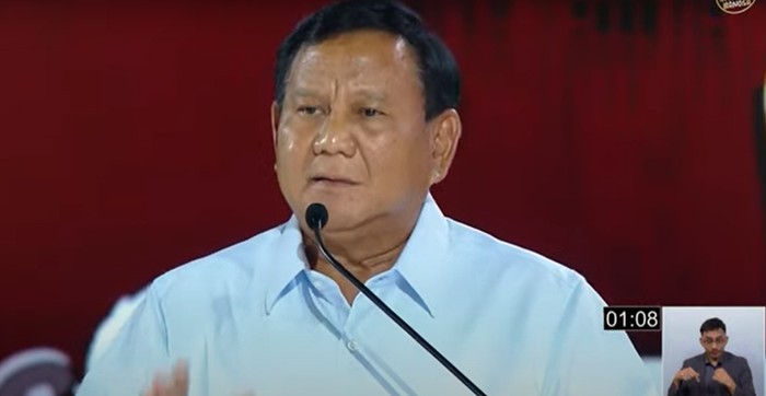 Prabowo Subianto di panggung debat pilpres ketiga (Dok. KPU RI)