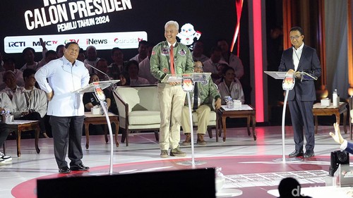 Semringah Ketiga Paslon Capres saat Ruang Debat Riuh