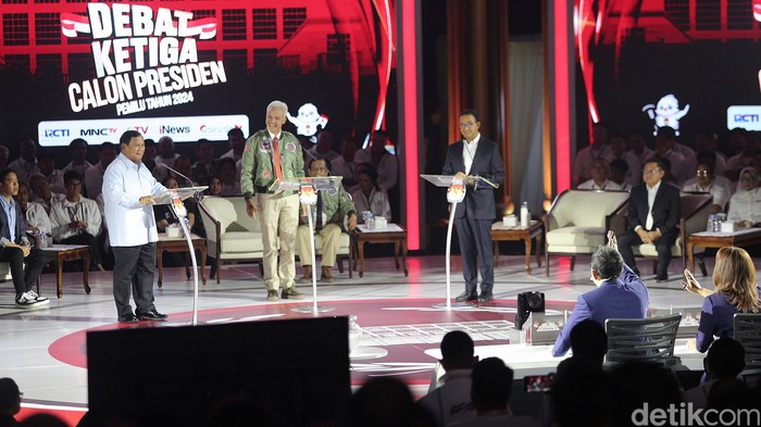Semringah Ketiga Paslon Capres saat Ruang Debat Riuh