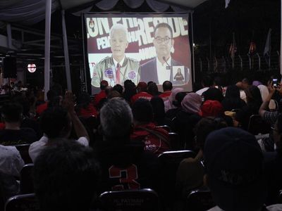 Suasana Nobar TPD Ganjar-Mahfud di Kebayoran Baru