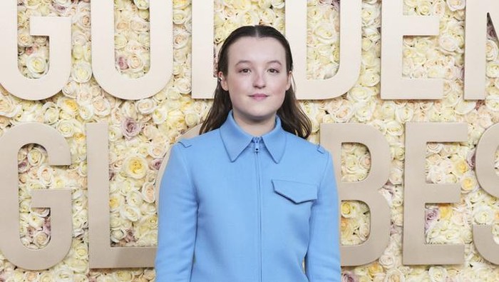 Bella Ramsey arrives at the 81st Golden Globe Awards on Sunday, Jan. 7, 2024, at the Beverly Hilton in Beverly Hills, Calif. (Photo by Jordan Strauss/Invision/AP)