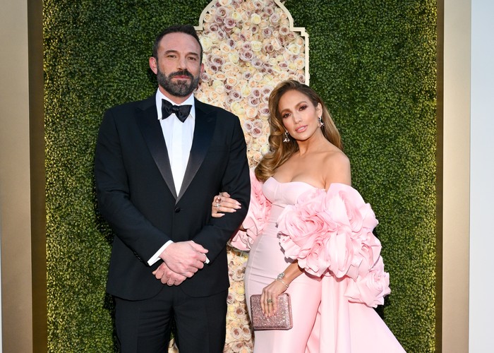Ben Affleck and Jennifer Lopez at the 81st Golden Globe Awards held at the Beverly Hilton Hotel on January 7, 2024 in Beverly Hills, California. (Photo by Michael Buckner/Golden Globes 2024/Golden Globes 2024 via Getty Images)