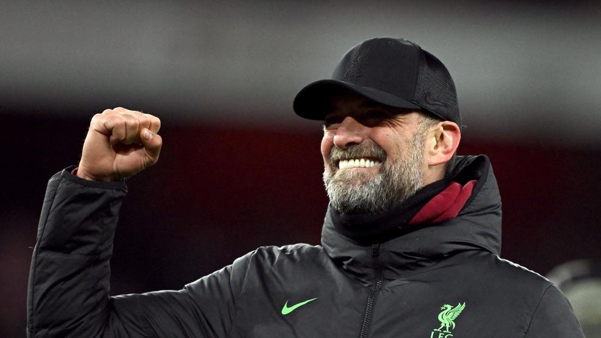 Juergen Klopp super bahagia melihat kemenangan Liverpool atas Arsenal (REUTERS/DYLAN MARTINEZ)