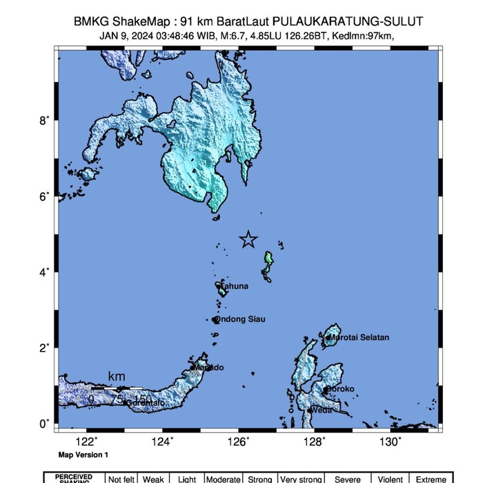 Gempa M 6,7 guncang Sulut