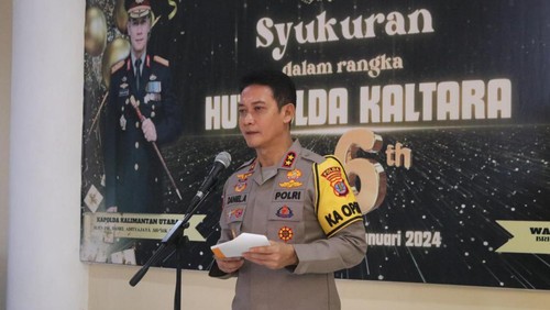 Kapolda Kaltara Irjen Daniel Adityajaya saat menggelar syukuran HUT ke-6 Polda Kaltara.