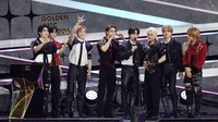 Stray Kids bersinar dengan album 5-Star dan berhasil menjadi salah satu pemenang Album Bonsang. Selain itu, Stray Kids juga membawa pulang piala GDA 2024 sebagai Global K-Pop Artist. (Foto: dok. Golden Disc Awards/JTBC)
