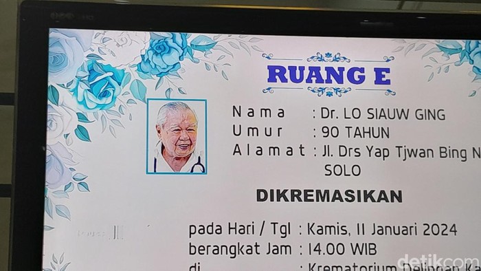 Suasana rumah duka tempat Dokter Lo Siauw Ging disemayamkan, Selasa (9/1/2024).