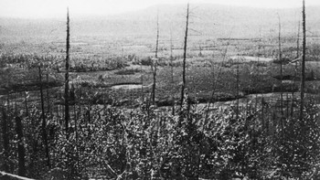 Sebuah ledakan besar meledak di atas hutan Rusia, disaksikan oleh segelintir orang, dan menghancurkan area yang sangat luas. Dengan perkiraan hasil 10 megaton yang mungkin jauh lebih tinggi, ledakan ini jauh lebih kuat daripada bom atom yang pernah dijatuhkan di Jepang. Misteri besar dari Peristiwa Tunguska adalah tidak adanya kawah; jika itu adalah asteroid, maka asteroid tersebut pasti meledak di udara sebelum menghantam Bumi. Namun, hingga hari ini tidak semua orang menerima cerita asteroid tersebut, dengan beberapa orang menyalahkan ledakan gas alam atau bahkan tabrakan nyaris dengan komet yang menghancurkan dunia. (Foto: istimewa)