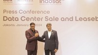 Vikram Sinha, President Director and Chief Executive Officer Indosat Ooredoo Hutchison bersama Mayank Srivastava, Chief Executive Officer BDx  saat Press Conference yang diadakan di Jakarta. Nantinya portofolio baru ini akan memperkaya ekosistem terhubung yang sedang dibangun BDx Indonesia.